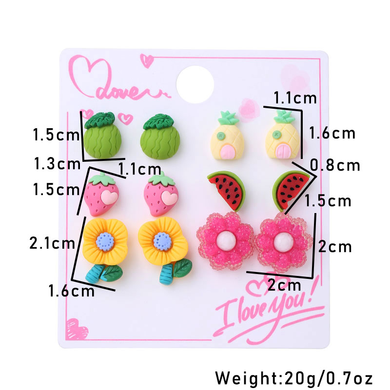 1 Set Cute Sweet Flower Watermelon Arylic Resin Ear Studs display picture 17