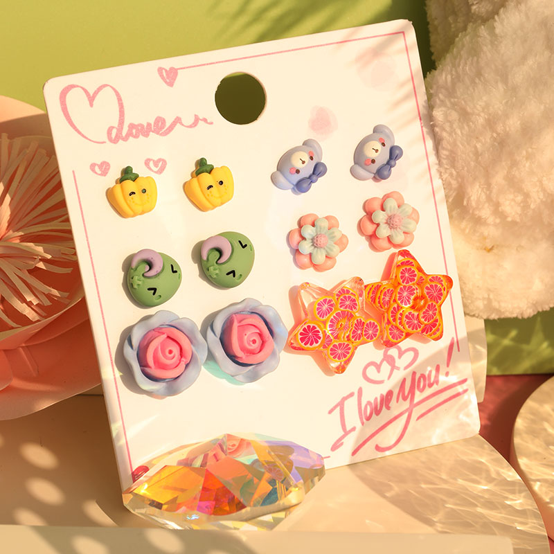 1 Set Cute Sweet Flower Watermelon Arylic Resin Ear Studs display picture 13