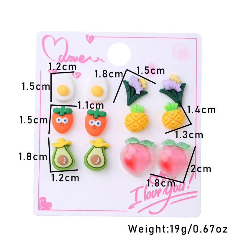 1 Set Cute Sweet Flower Watermelon Arylic Resin Ear Studs display picture 12