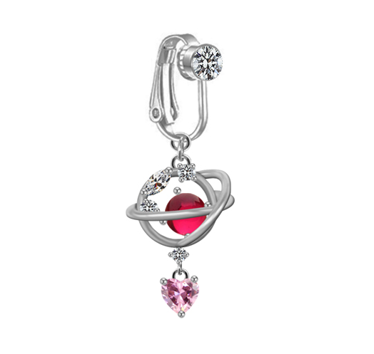 1 Piece Belly Rings Sexy Heart Shape Butterfly Planet 316 Stainless Steel  Alloy Plating Inlay Acrylic Rhinestones Glass White Gold Plated Gold Plated display picture 7