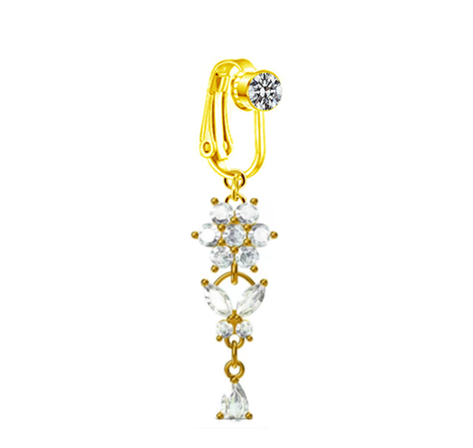1 Piece Belly Rings Sexy Heart Shape Butterfly Planet 316 Stainless Steel  Alloy Plating Inlay Acrylic Rhinestones Glass White Gold Plated Gold Plated display picture 5