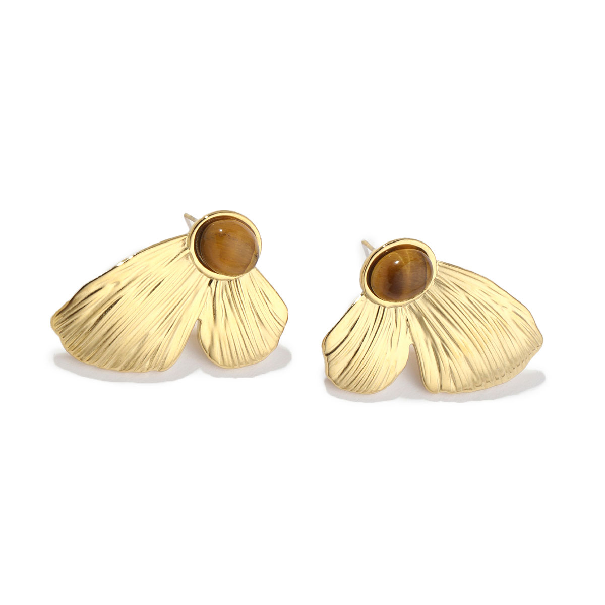 1 Pair Simple Style Butterfly Plating Titanium Steel Natural Stone 18k Gold Plated Ear Studs display picture 5