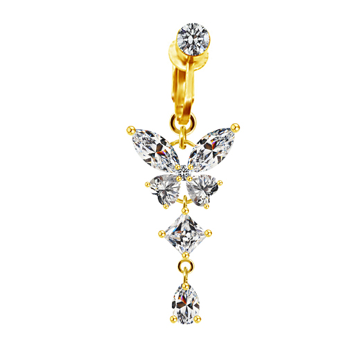 1 Piece Belly Rings Sexy Heart Shape Butterfly Planet 316 Stainless Steel  Alloy Plating Inlay Acrylic Rhinestones Glass White Gold Plated Gold Plated display picture 2