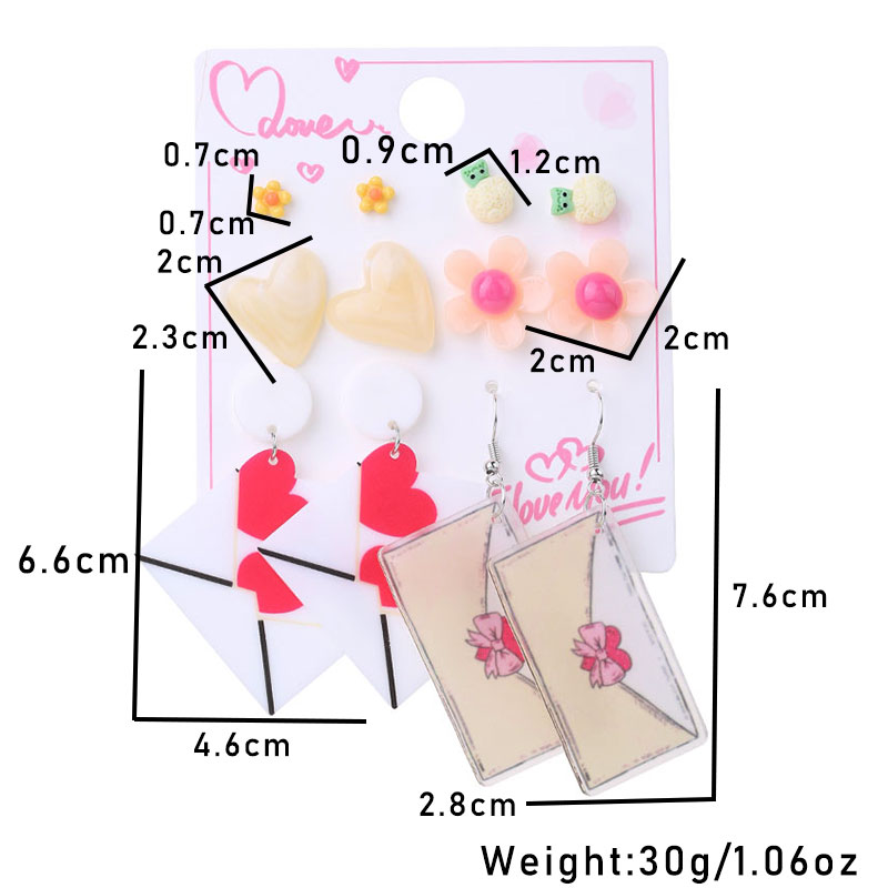 1 Set Cute Sweet Heart Shape Cat Flower Arylic Wood Resin Drop Earrings Ear Studs display picture 27