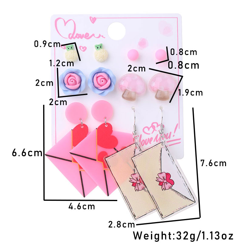1 Set Cute Sweet Heart Shape Cat Flower Arylic Wood Resin Drop Earrings Ear Studs display picture 29