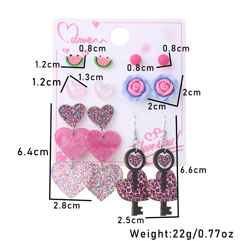 1 Set Cute Sweet Heart Shape Cat Flower Arylic Wood Resin Drop Earrings Ear Studs display picture 40