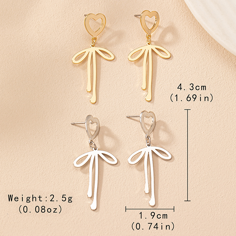 1 Pair Simple Style Bow Knot Iron Drop Earrings display picture 3