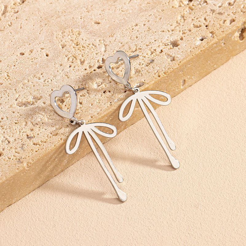 1 Pair Simple Style Bow Knot Iron Drop Earrings display picture 5