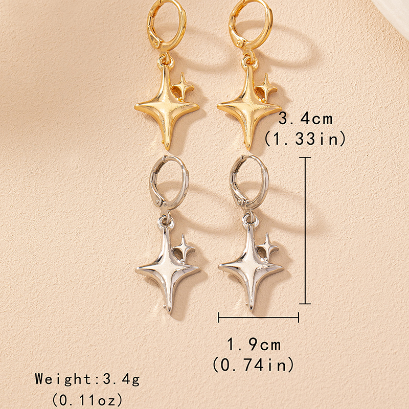1 Pair Elegant Simple Style Star Alloy Copper Zinc Drop Earrings display picture 5