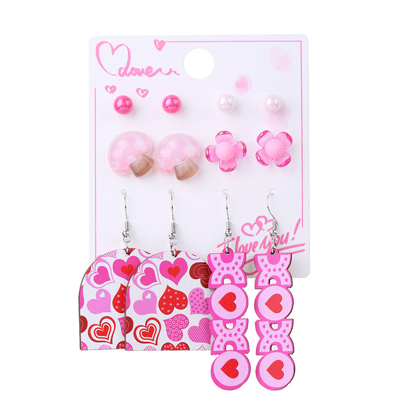 1 Set Cute Simple Style Lips Letter Heart Shape Arylic Wood Drop Earrings Ear Studs display picture 39