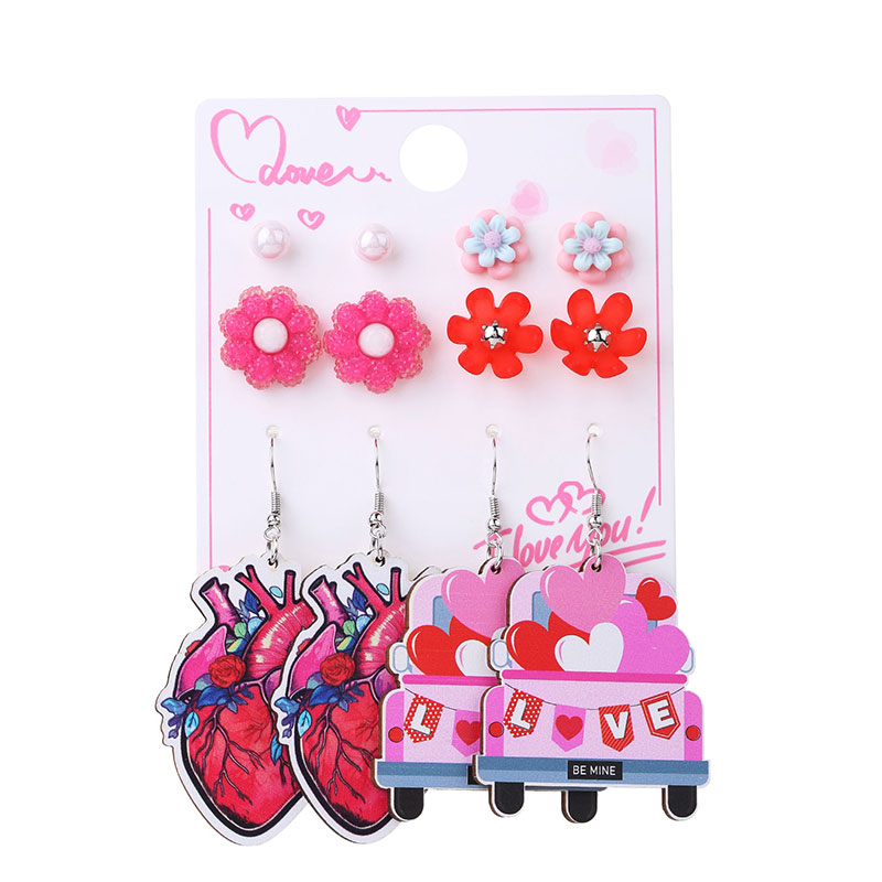 1 Set Cute Simple Style Lips Letter Heart Shape Arylic Wood Drop Earrings Ear Studs display picture 38