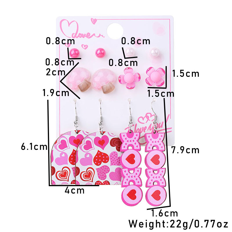 1 Set Cute Simple Style Lips Letter Heart Shape Arylic Wood Drop Earrings Ear Studs display picture 25
