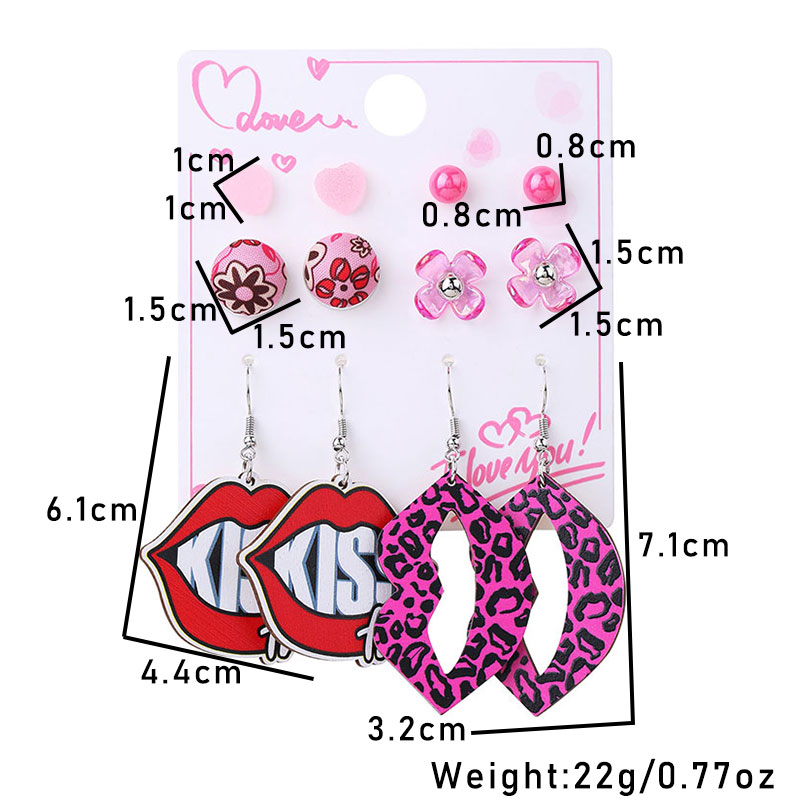 1 Set Cute Simple Style Lips Letter Heart Shape Arylic Wood Drop Earrings Ear Studs display picture 29