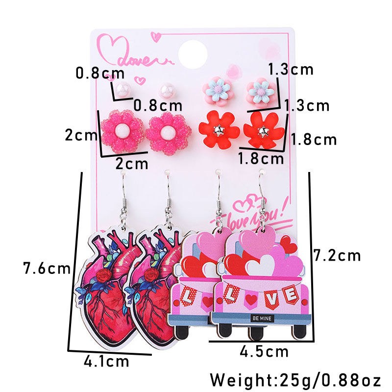 1 Set Cute Simple Style Lips Letter Heart Shape Arylic Wood Drop Earrings Ear Studs display picture 19