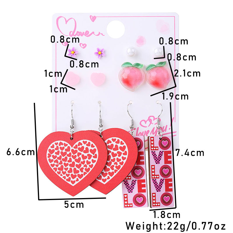1 Set Cute Simple Style Lips Letter Heart Shape Arylic Wood Drop Earrings Ear Studs display picture 36