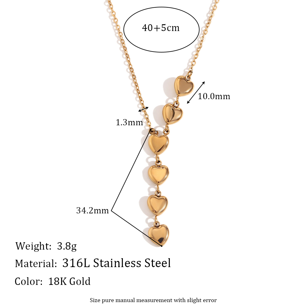 Simple Style Heart Shape Stainless Steel Plating 18k Gold Plated Pendant Necklace display picture 2