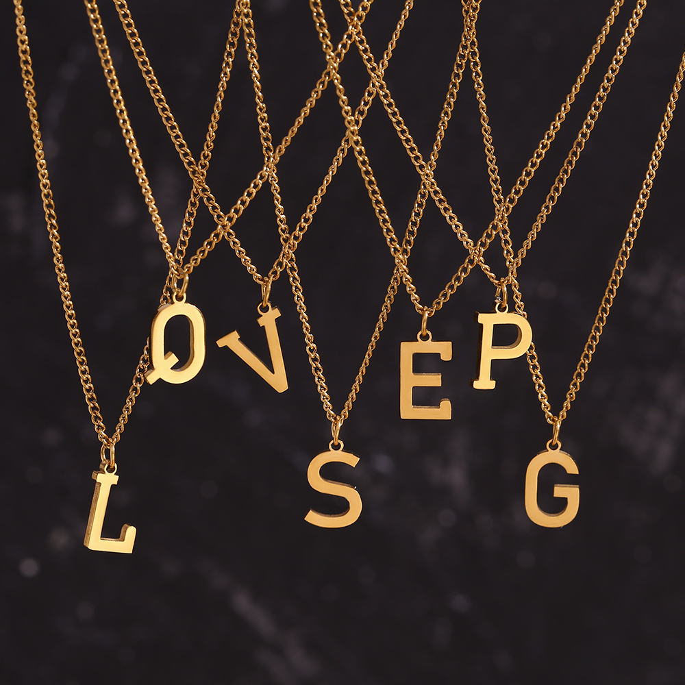 Simple Style Letter Stainless Steel Plating 18k Gold Plated Pendant Necklace display picture 13