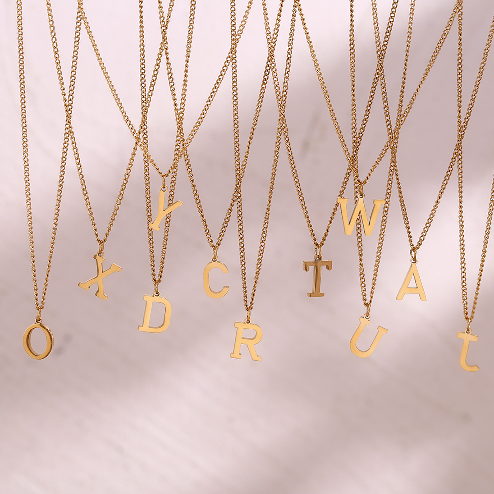 Simple Style Letter Stainless Steel Plating 18k Gold Plated Pendant Necklace display picture 12