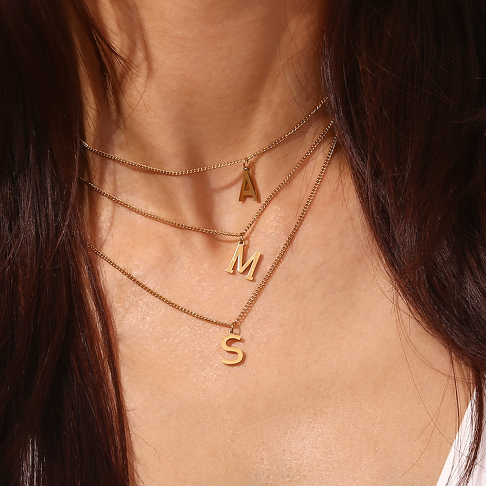 Style Simple Lettre Acier Inoxydable Placage Plaqué Or 18k Pendentif display picture 19