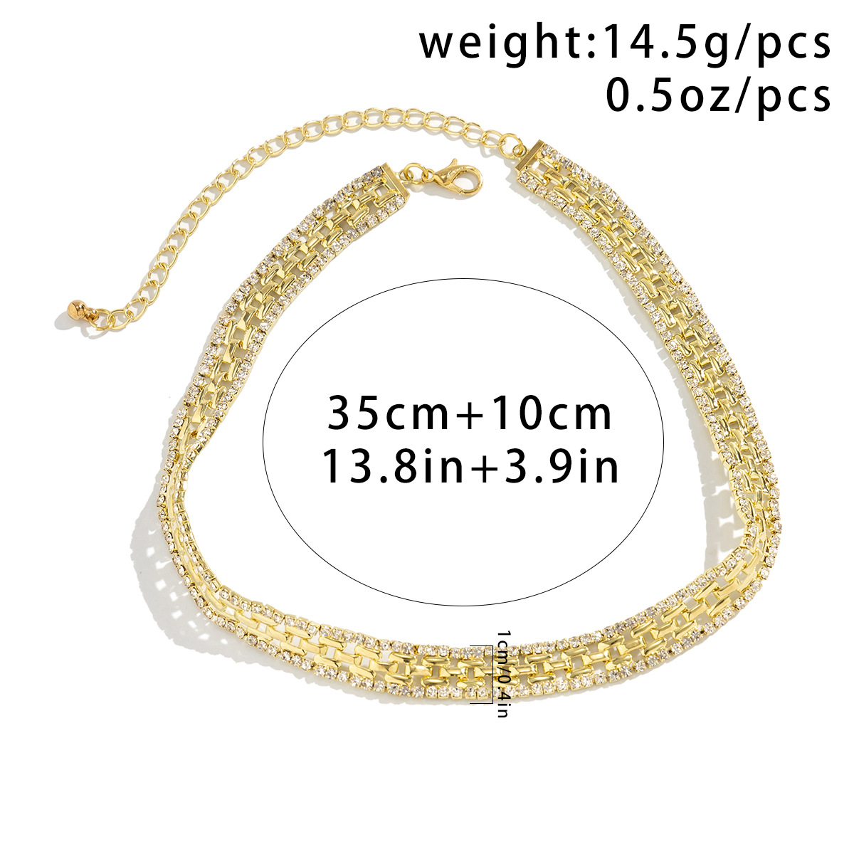 Le Cuivre Élégant Brillant Géométrique Strass Des Boucles D'oreilles Collier display picture 4