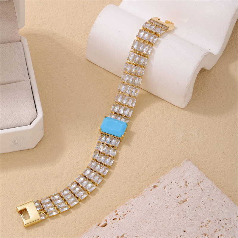 Copper K Gold Plated Rhodium Plated Casual Simple Style Quadrilateral Zircon Bracelets display picture 6