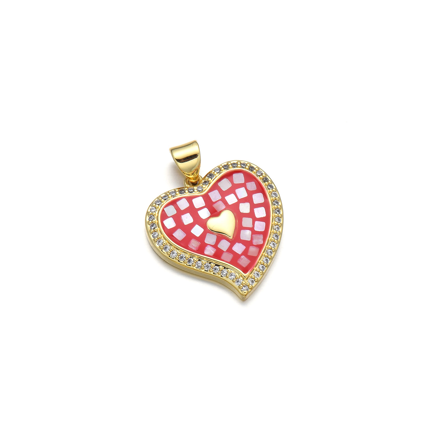 1 Piece Simple Style Heart Shape Copper Enamel Pendant Jewelry Accessories display picture 4