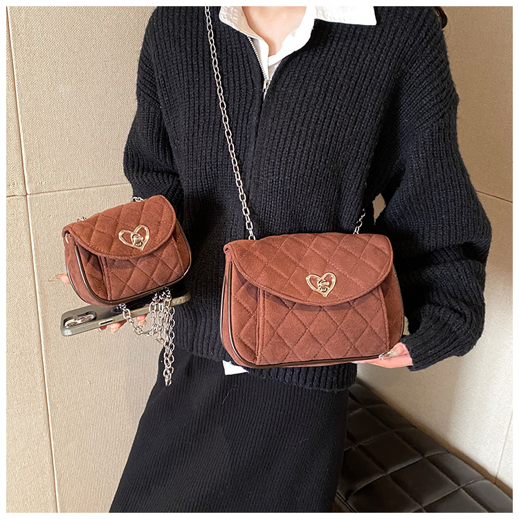 Women's Deerskin Velvet Solid Color Classic Style Sewing Thread Square Lock Clasp Shoulder Bag display picture 18