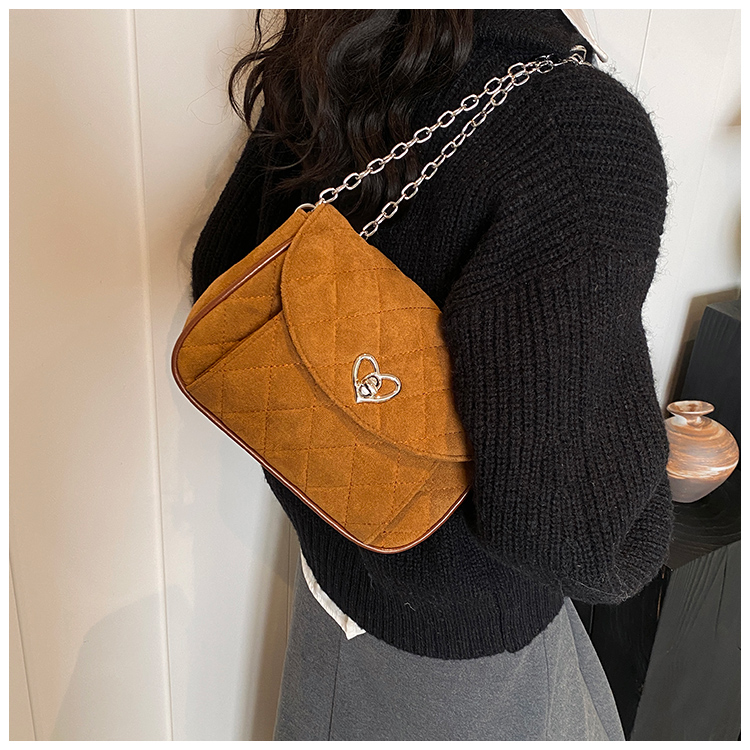Women's Deerskin Velvet Solid Color Classic Style Sewing Thread Square Lock Clasp Shoulder Bag display picture 17