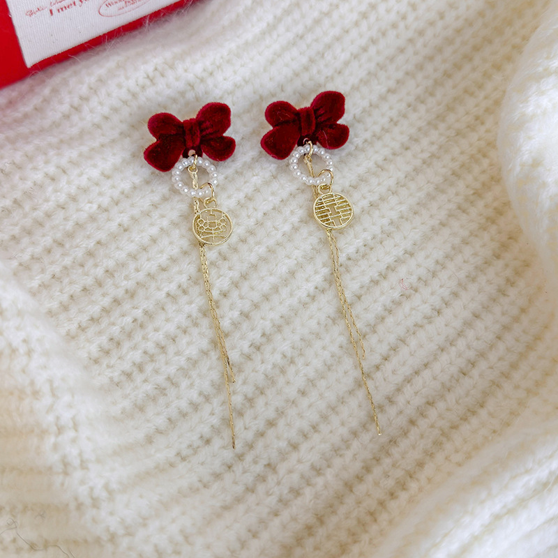 1 Pair Sweet Bow Knot Alloy Drop Earrings display picture 3