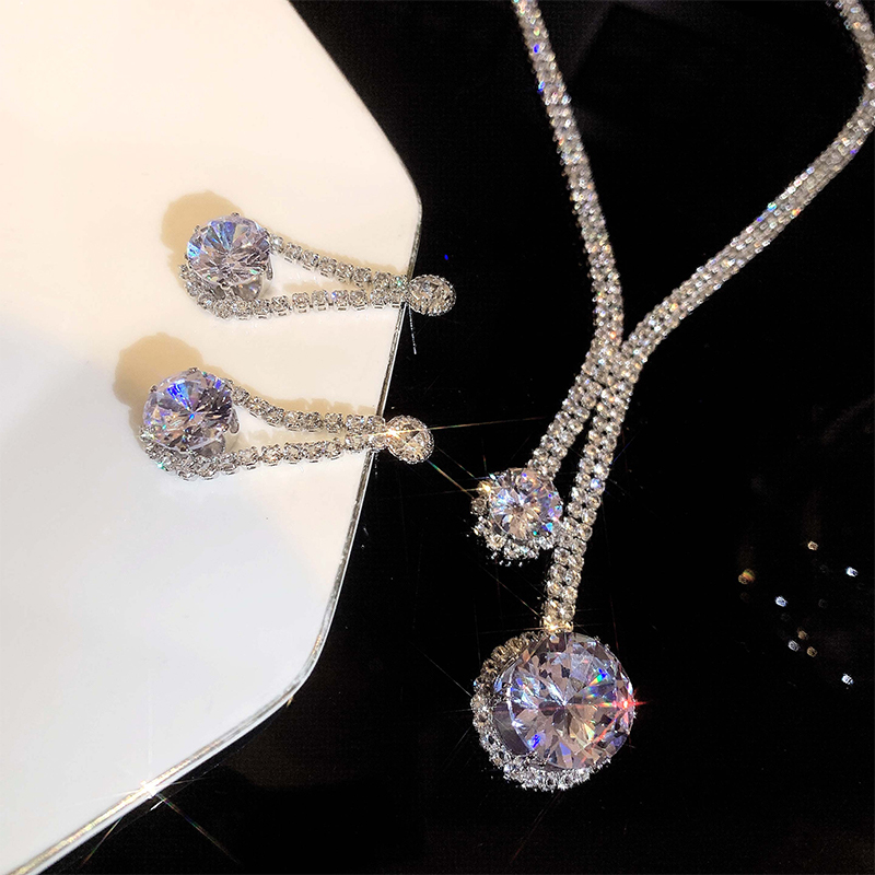 Elegant Luxurious Commute Water Droplets Alloy Copper Inlay Zircon Earrings Necklace display picture 3