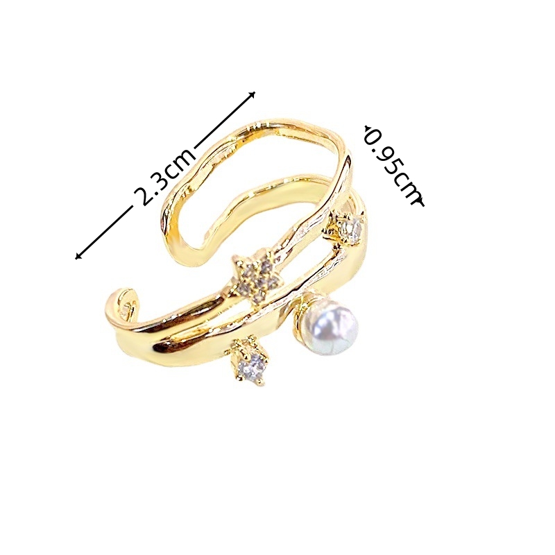 1 Piece Elegant Simple Style Geometric Plating Inlay Copper Artificial Pearls Zircon Ear Cuffs display picture 6