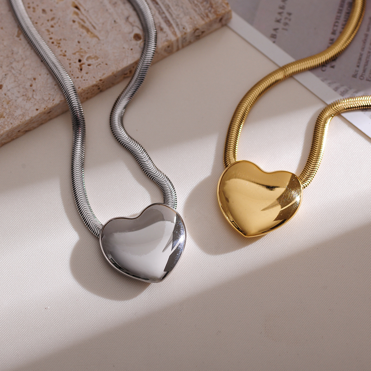 Elegant Einfacher Stil Herzform Rostfreier Stahl Überzug 18 Karat Vergoldet Ohrringe Halskette display picture 5