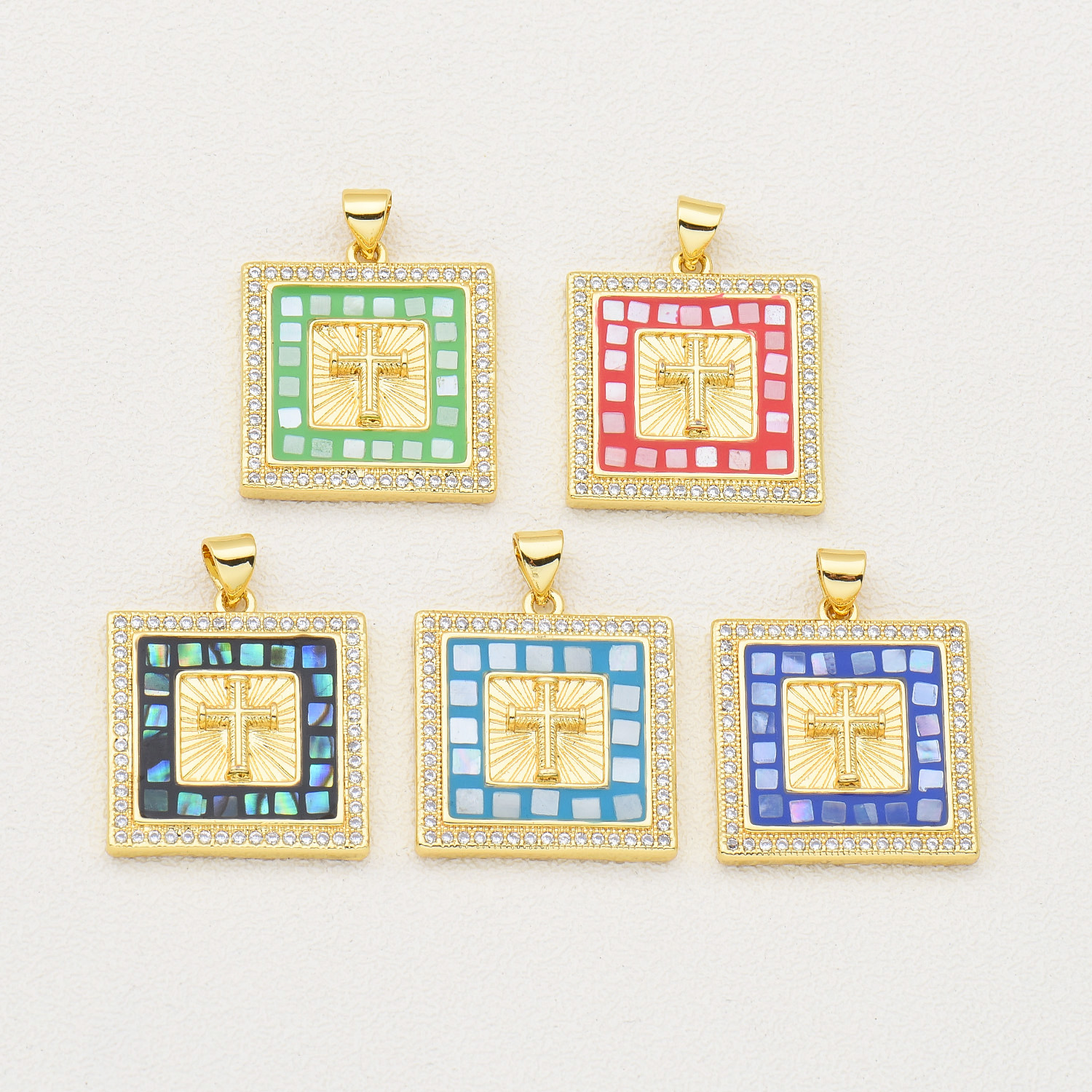 1 Piece Simple Style Cross Copper Enamel Pendant Jewelry Accessories display picture 2
