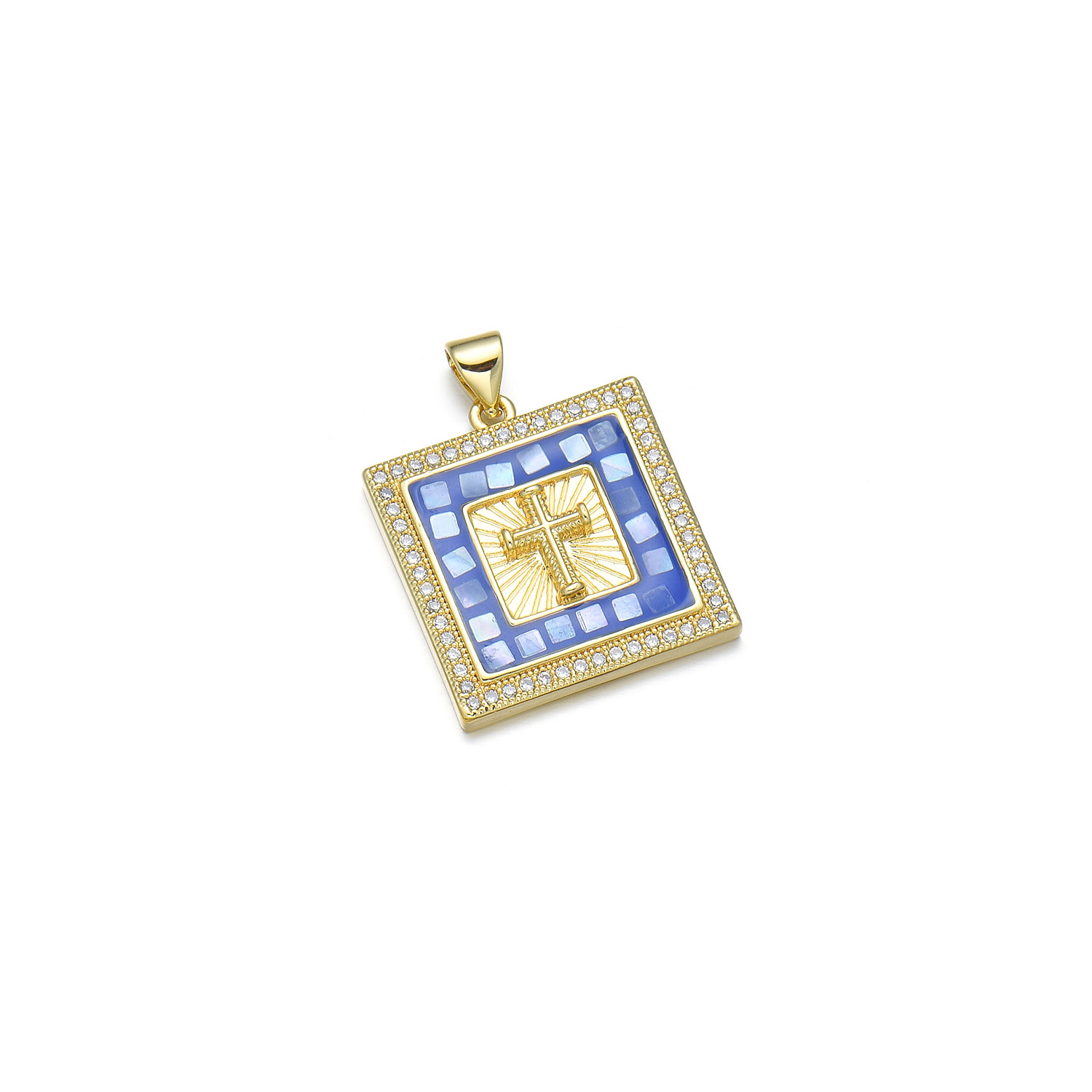1 Piece Simple Style Cross Copper Enamel Pendant Jewelry Accessories display picture 3
