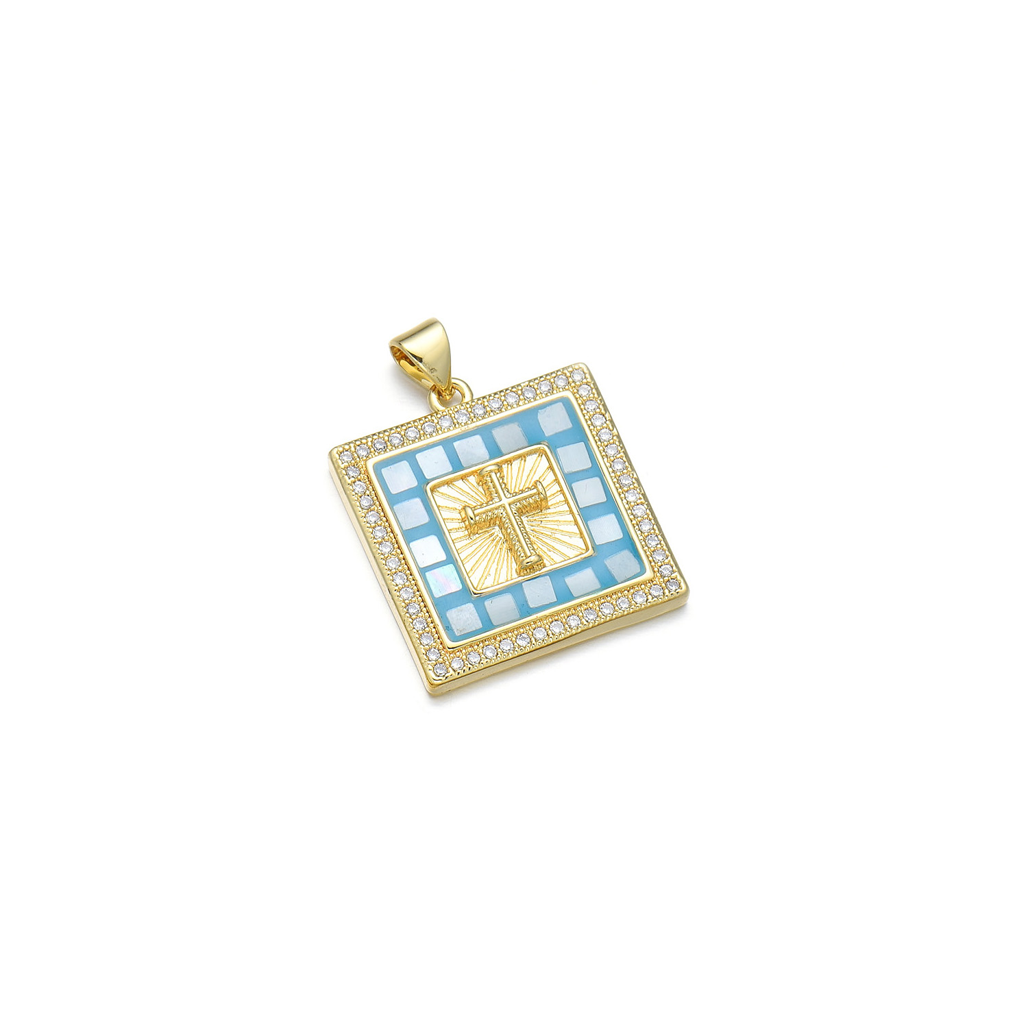1 Piece Simple Style Cross Copper Enamel Pendant Jewelry Accessories display picture 7