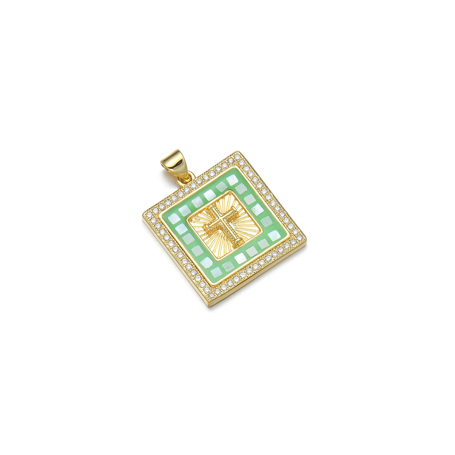 1 Piece Simple Style Cross Copper Enamel Pendant Jewelry Accessories display picture 4