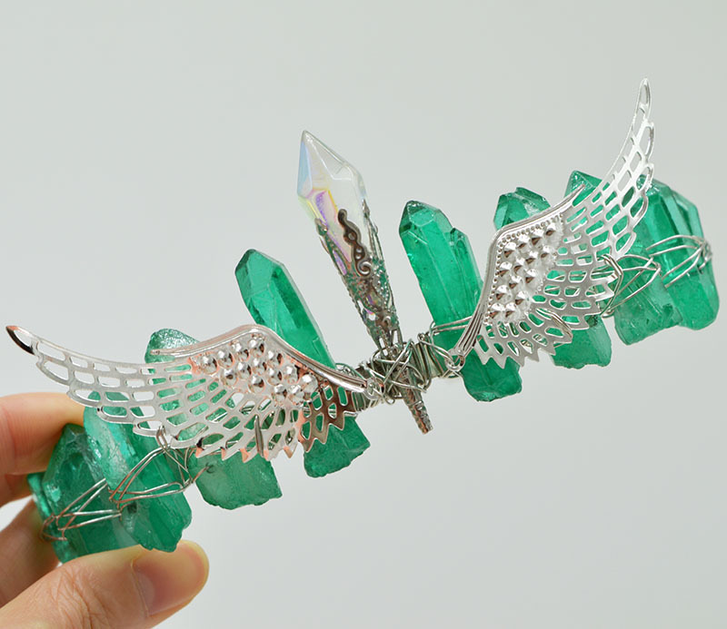 Women's Elegant Wings Alloy Gem Handmade Natural Stone Gem Crystal Crown display picture 8