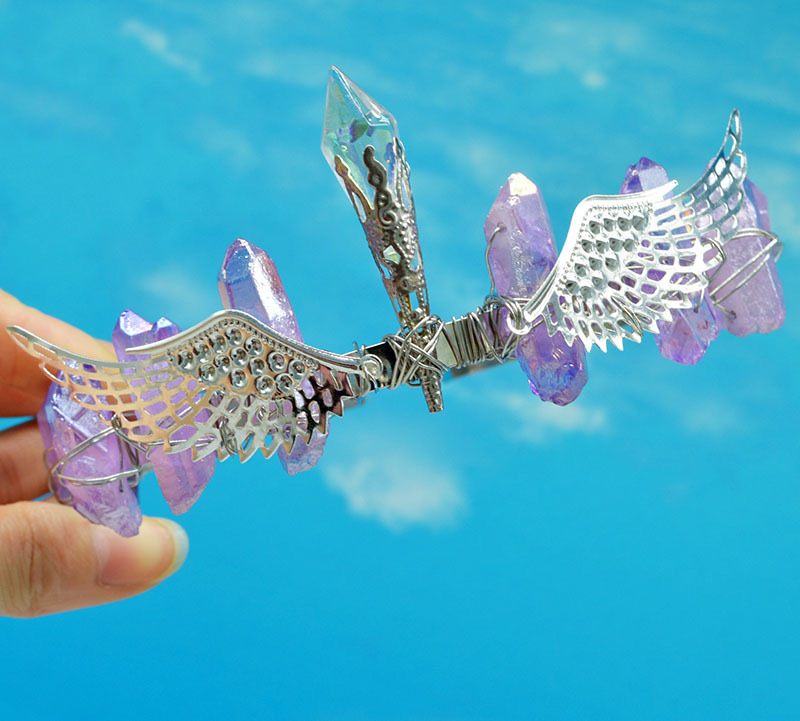 Women's Elegant Wings Alloy Gem Handmade Natural Stone Gem Crystal Crown display picture 21