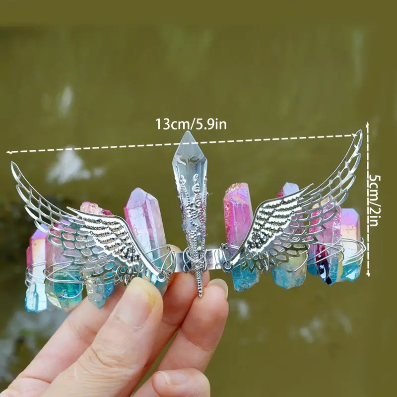 Women's Elegant Wings Alloy Gem Handmade Natural Stone Gem Crystal Crown display picture 3