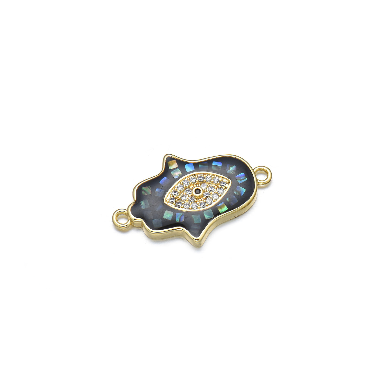 1 Stück Einfacher Stil Teufels Auge Hand Von Fatima Kupfer Emaille Perlen Schmuckzubehör display picture 3