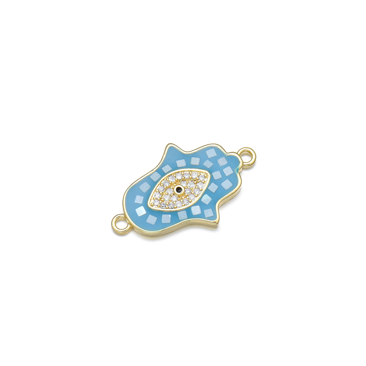 1 Stück Einfacher Stil Teufels Auge Hand Von Fatima Kupfer Emaille Perlen Schmuckzubehör display picture 5