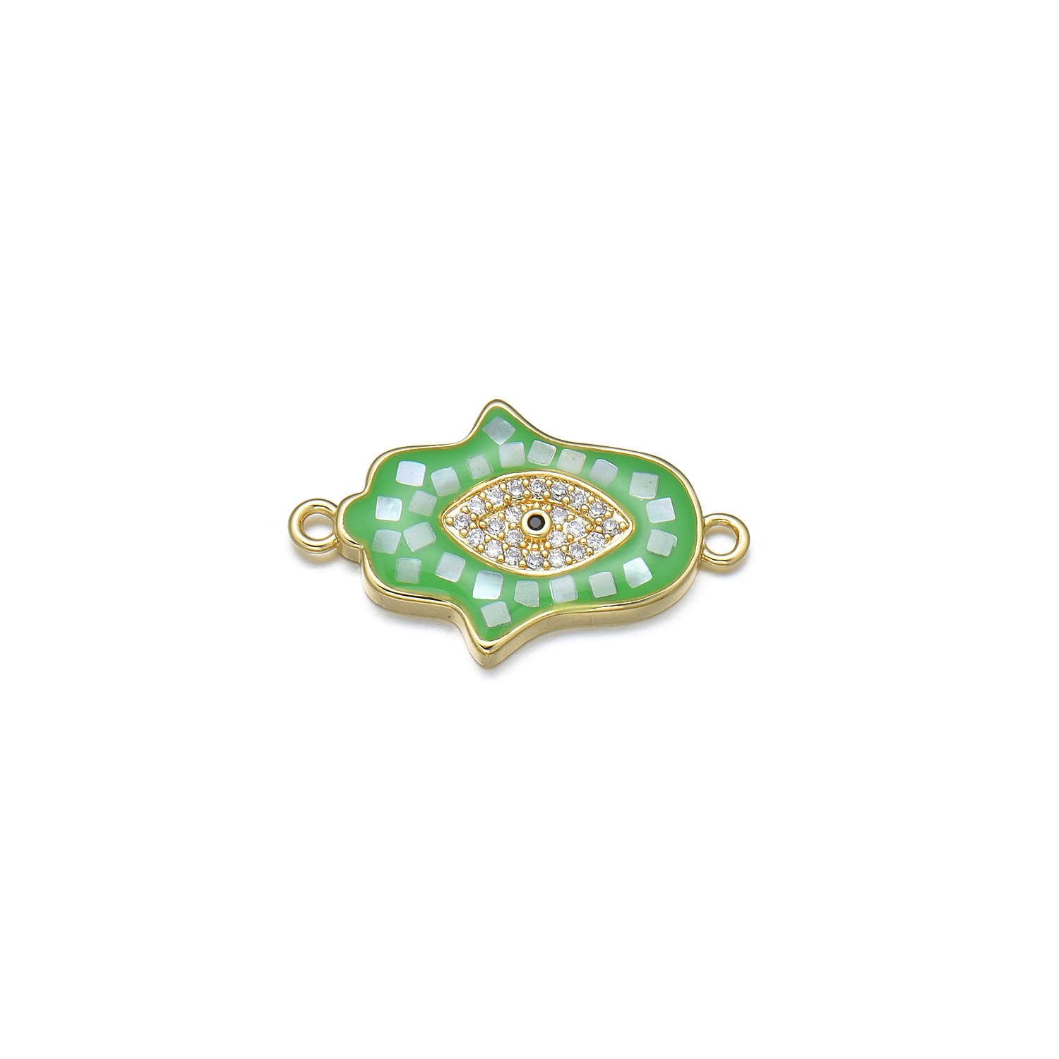 1 Stück Einfacher Stil Teufels Auge Hand Von Fatima Kupfer Emaille Perlen Schmuckzubehör display picture 4