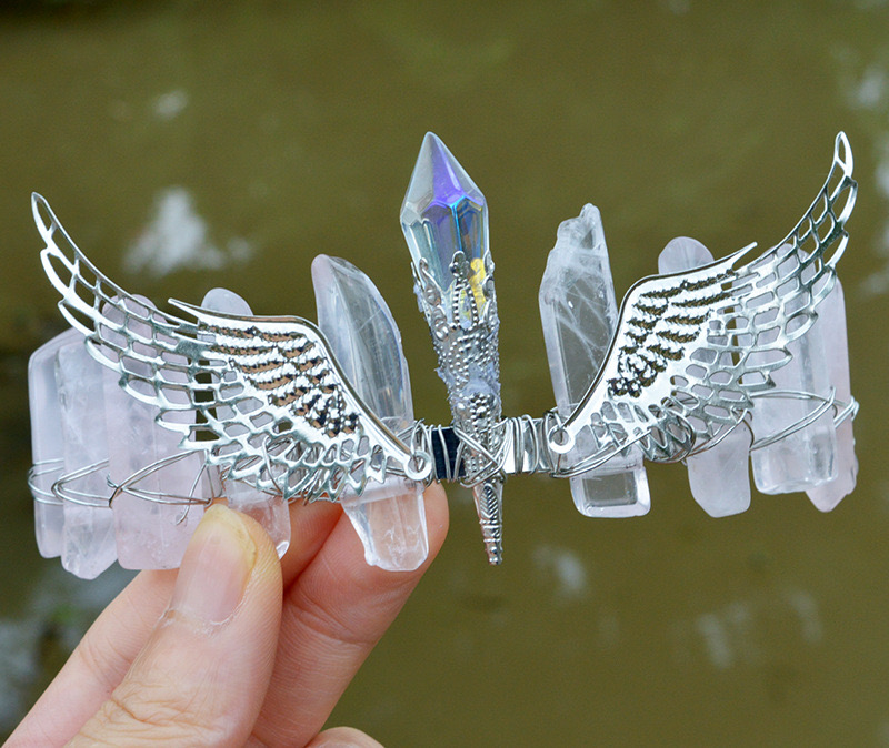 Women's Elegant Wings Alloy Gem Handmade Natural Stone Gem Crystal Crown display picture 11