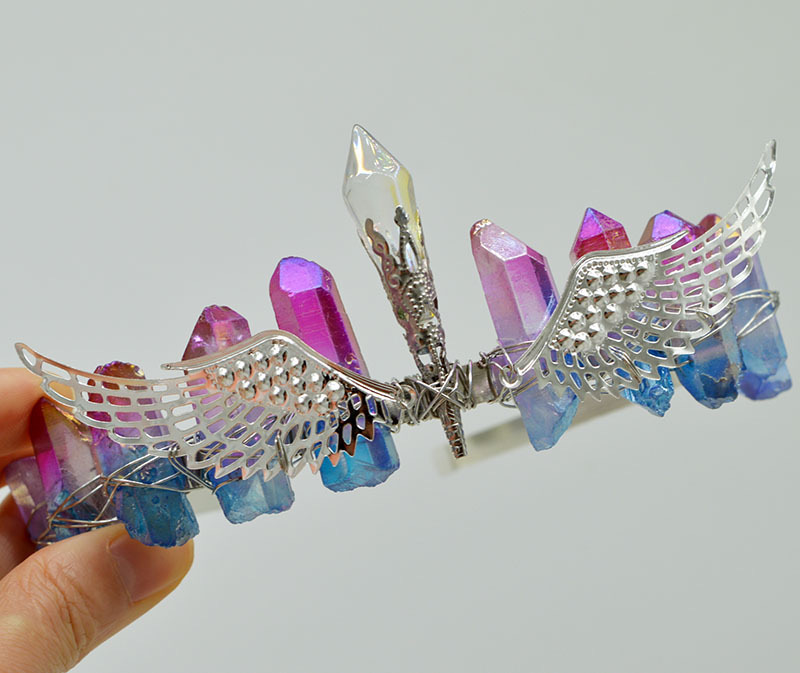 Women's Elegant Wings Alloy Gem Handmade Natural Stone Gem Crystal Crown display picture 6