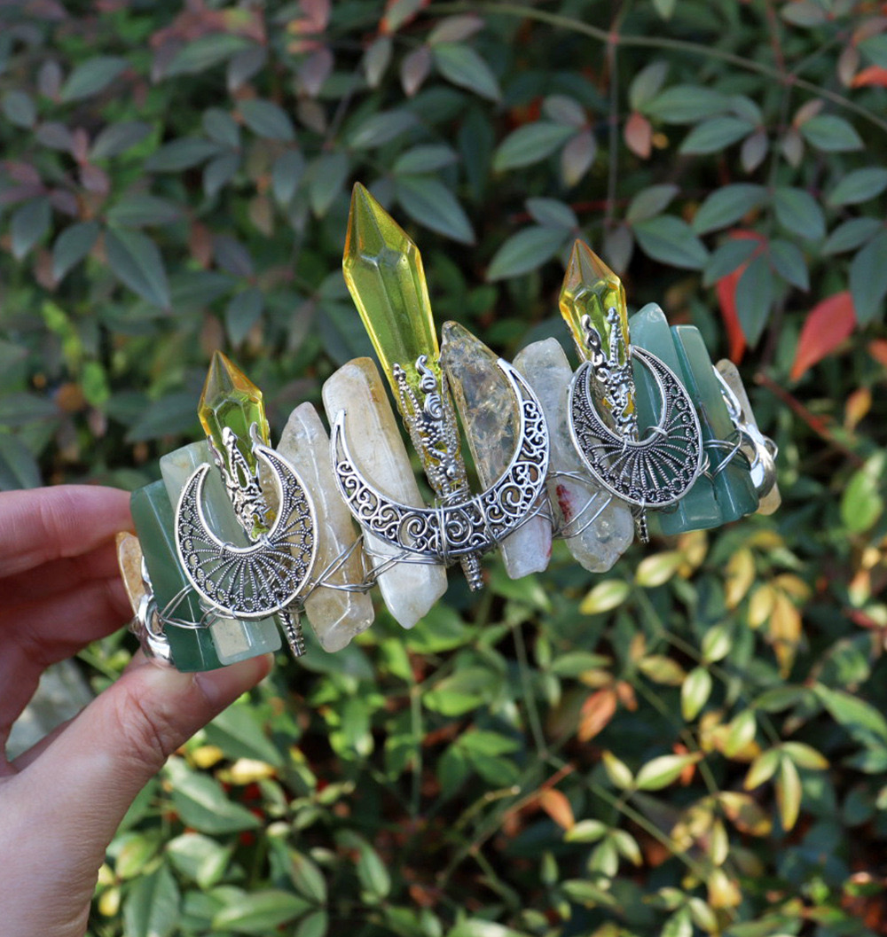 Women's Luxurious Queen Bridal Geometric Sun Moon Alloy Gem Crystal Handmade Hair Band display picture 7