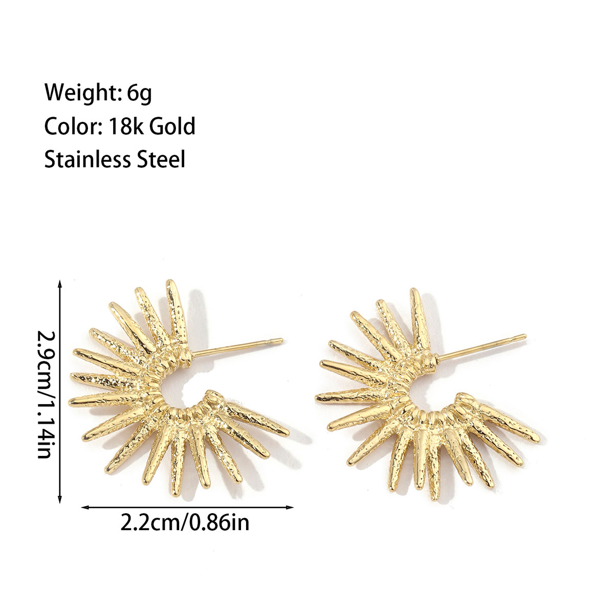 1 Pair Simple Style Sun Plating Titanium Steel 18k Gold Plated Ear Studs display picture 4