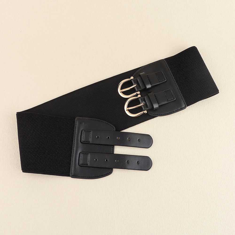 Elegant Solid Color Pu Leather Alloy Elastic Band Women's Woven Belts display picture 8