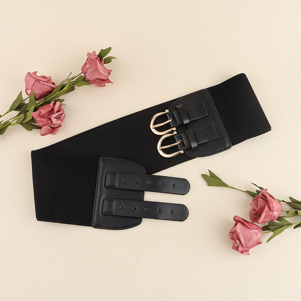 Elegant Solid Color Pu Leather Alloy Elastic Band Women's Woven Belts display picture 7
