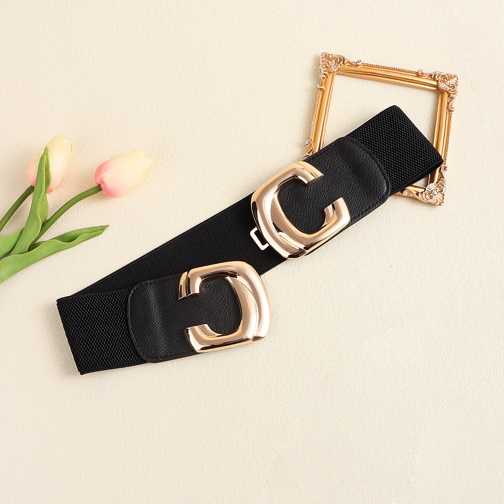 Elegant Glam Geometric Pu Leather Alloy Elastic Band Women's Woven Belts display picture 2