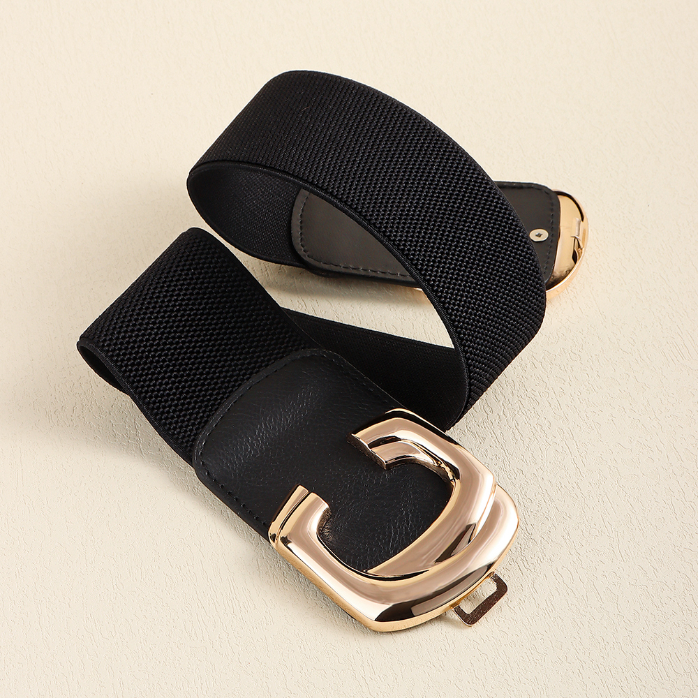 Elegant Glam Geometric Pu Leather Alloy Elastic Band Women's Woven Belts display picture 3